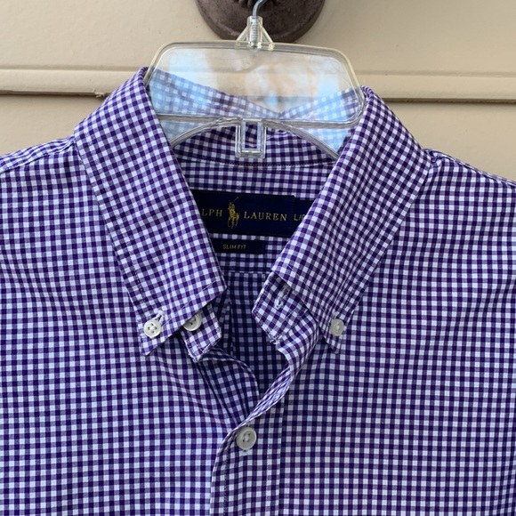 Ralph Lauren Slim Fit Purple & White Button Down Shirt, L - Picture 3 of 11